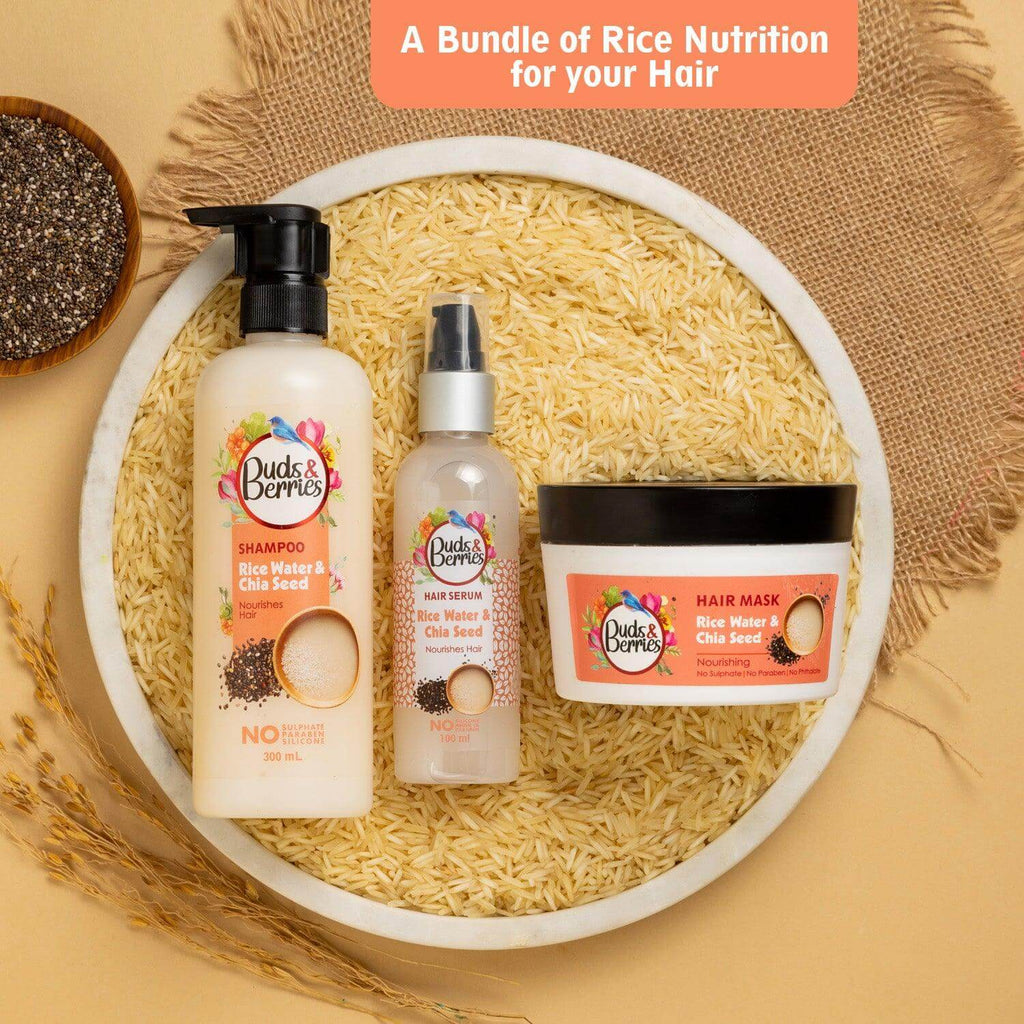 Rice Water Trio (Serum + Shampoo and Hair Mask) - Buds&Berries